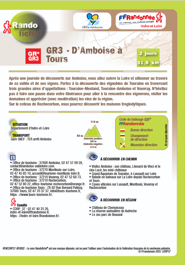 Randofiche GR3 de Amboise à Tours